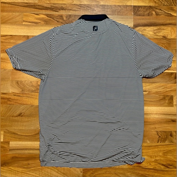 FootJoy Blue Striped Golf Polo Shirt Short Sleeve Stretch Performance Size Large - Picture 2 of 6